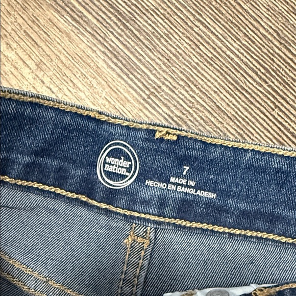 Wonder Nation Floral Embroidered Denim Shorts - Dark Blue and Light Blue - Picture 15 of 15